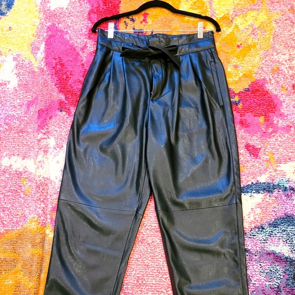 Mango Pants - High Waisted Faux Leather Pants